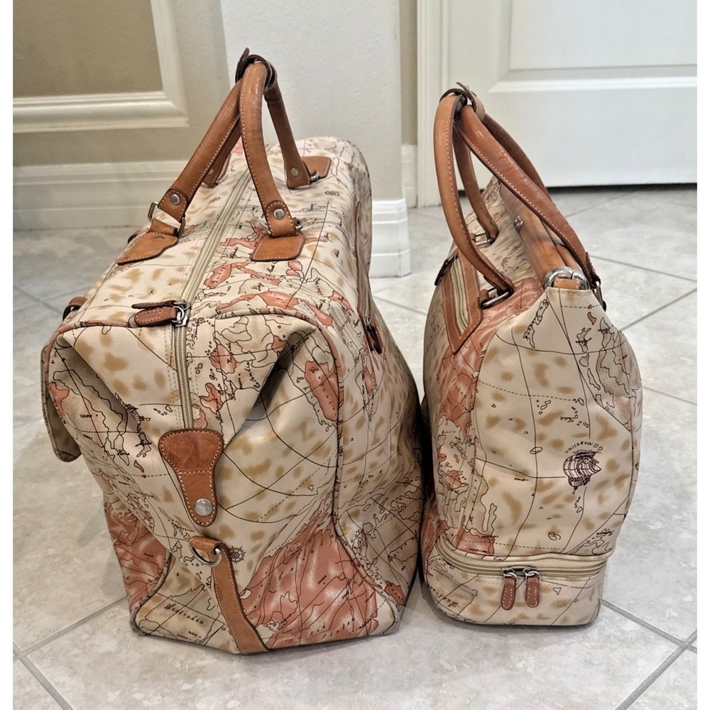 FRED'S‎ INT'L Set of 2 Wanderlust Map Travel Bag Carry-on Duffle Bag Weekenders - Picture 7 of 14